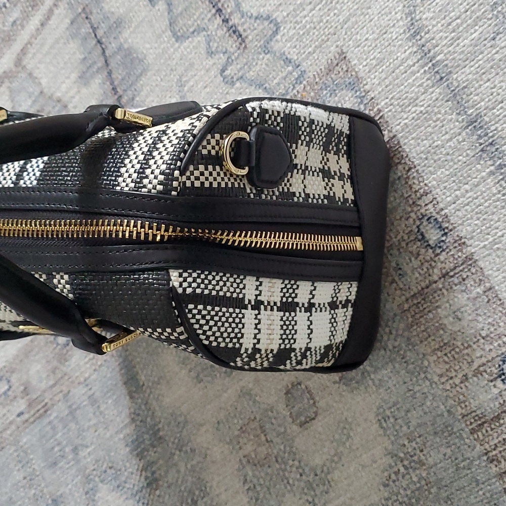 Tory Burch Robinson Plaid Boston Satchel Bag Purse with Crossbody Strap - Picture 13 of 16